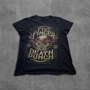 Vintage Relaxed Black Y2k Graphic Streetwear Five Finger Death Punch Tee